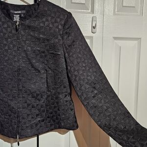 Chapter One Cropped Jacket | Black Geometric Flared Size 8
